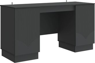 vidaXL Escritorio Negro 142,5 X 50 X 75 Cm Madera De Ingenier&iacute;a Vidaxl