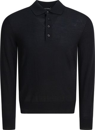 Tom Ford Mens Polo Shirts - Black Wool - Size EU 48 (Mens)