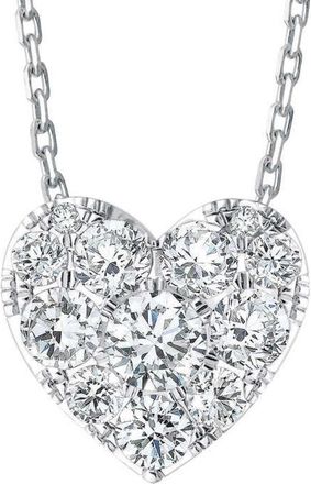 Pompeii3 3/4Ct Diamond Heart Pendant 14k White Gold 18 Necklace Lab Grown
