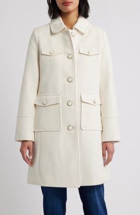 CeCe by Cynthia Steffe Longline Canvas Coat in Ivory at Nordstrom Rack, Size Xx-Large