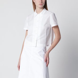 Prada Camicia a maniche corte in cotone e lino bianca