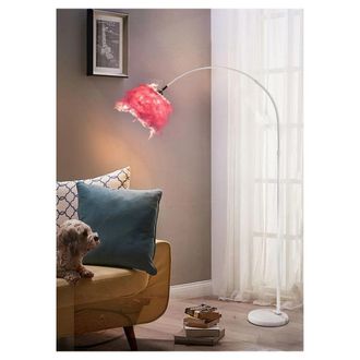 Trade Shop Trade Shop Traesio - Trade Shop - Lampada Da Terra In Metallo Piuma Attacco E27 Max.60w 185x110 Cm Bianco Rosa D26 - Rosa