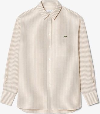 Lacoste Gestreept hemd met lange mouwen van linnenmix