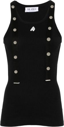 The Attico Black Ribbed Cotton Tank Top