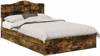 vidaXL Cama Con Almacenamiento Con Cabecera Roble Ahumado 120 X 190 Cm Vidaxl