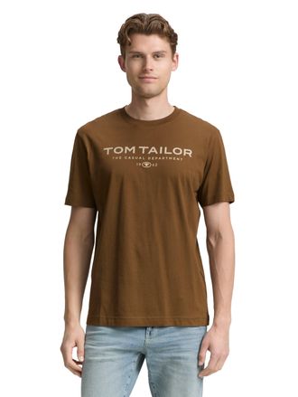 Tom Tailor T-Shirt TOM TAILOR, Herren, Gr. XL, schwarz palm, Single Jersey, Obermaterial: 100% Baumwolle, bedruckt, regular fit h&uuml;ftbedeckend, Rundhals, abgestep
