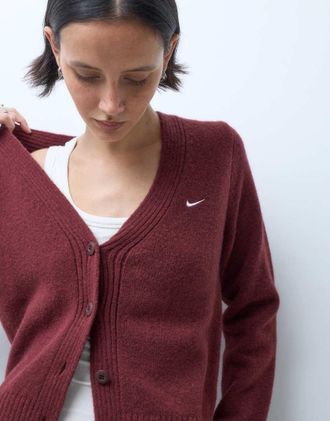 Nike cardigan in maglia bordeaux-Rosso
