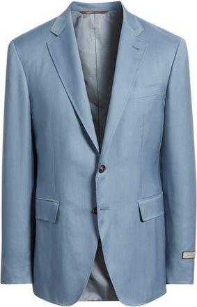 Canali Kei Trim Fit Light Blue Cashmere Sport Coat in Med Blue at Nordstrom Rack, Size 46 Us / 58 Eu Regular