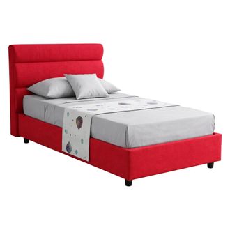 Dmora Cama Individual Adalpina, Colch&oacute;n Incluido, Desenfundable Hecho En Italia, Contenedor, Rojo