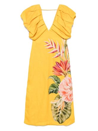 Farm Rio Spring Awakening midi-jurk - Geel