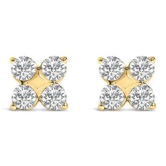 House of Brilliance 10K Gold 1/2 Cttw Lab Grown Diamond Snowflake Stud Earrings in Yellow at Nordstrom