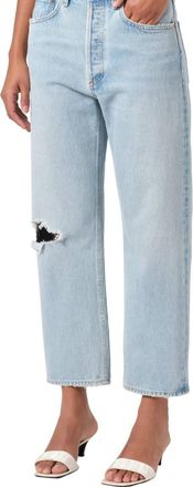 A Gold E Mid Rise Crop Relaxed Straight Leg Jeans In Segment