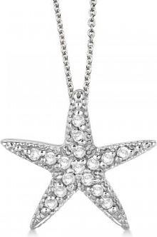 Allurez Starfish Shaped Diamond Pendant Necklace 14k White Gold (0.20ct)
