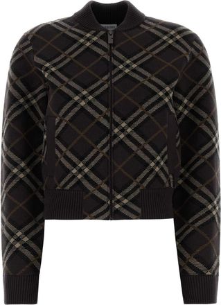 Burberry Embroidered Stretch Wool Blend Cardigan
