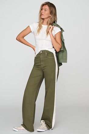 LE JEAN Column Track High-Rise Wide-Leg Jeans