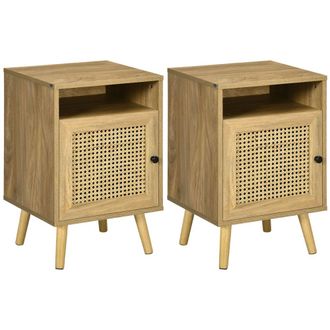 HOMCOM Mesitas de noche 39x35x60 cm madera natural