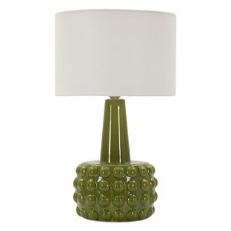 Mauro Ferretti L&aacute;mpara de mesa de cer&aacute;mica verde con pantalla blanca, &oslash; 30x51,5 cm