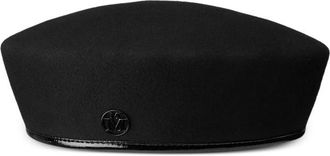 Maison Michel Black Logo Beret Hat