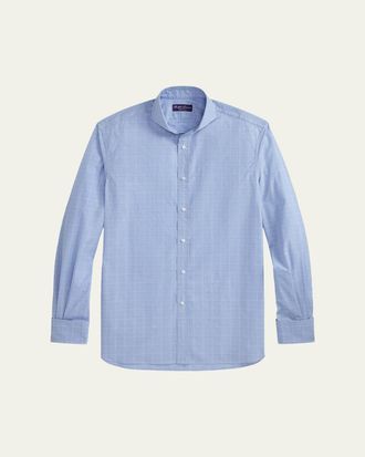 Ralph Lauren Purple Label Mens Cotton Glen Check French Cuff Dress Shirt