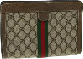 Gucci Pre-owned Canvas Clutch - Dames - Vintage Clutch - Beige - ONE Size - Vintage