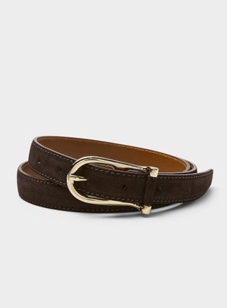 Flattered Womens Betty equestrian buckle suede belt