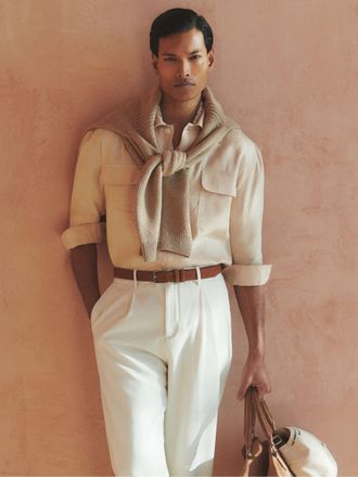 Reiss Stone Linen Twin-pocket Overshirt, Xxl