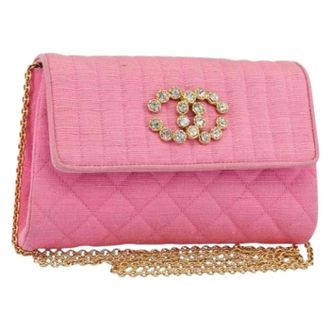 Chanel Pre-owned Clutches, female, Pink, Size: ONE SIZE Pre-owned Satin Shoulder Bag