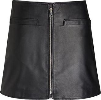 8 by YOOX LEATHER FULL ZIP-UP FRONT MINI SKIRT