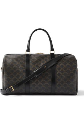 Celine Triomphe Medium Leather-Trimmed Logo-Jacquard Canvas Weekend Bag