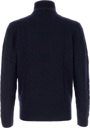 Polo Ralph Lauren Mens Cable-Knit Wool-Cashmere Sweater Navy