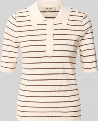 Mos Mosh Strickshirt mit Streifenmuster Modell Caliz in Schoko Melange, Gr&ouml;&szlig;e XL