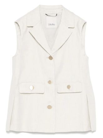 Max Mara Caroline waistcoat - women - Elastane/Modal/Linen/Flax/Cotton/Polyamide - 48 - Neutrals