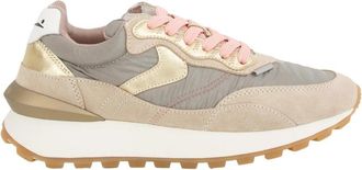 Voile Blanche Beige Sneakers met Su&egrave;de en Nylon - Dames - Sneakers - Veelkleurig - 39 EU - Nylon - Schoenen