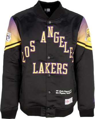 New Era Jassen, Heren, Zwart, S, Polyester, NBA CE Snap Satin Jacket Loslak