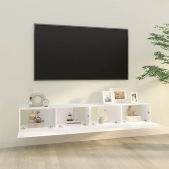Berkfield Home Wall TV Cabinets 2 pcs White 100x30x30 cm Engineered Wood | Size: 100 x 30 x 30 cm