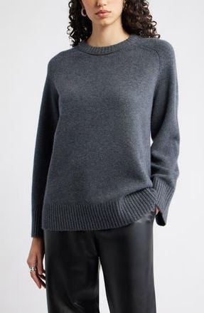 Nordstrom Crewneck Wool & Cashmere Sweater in Grey Dark Charcoal Heather at Nordstrom Rack, Size Medium