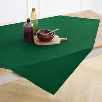 Solino Home Linen Table Throw 52 x 52 Inch for Dining Table, Holiday and Everyday Table Decor - Fete in Christmas Green at Nordstrom, Size Medium