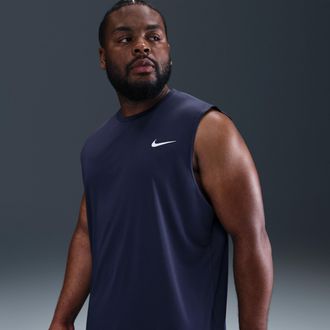 Nike Mens Swim Hydroguard Essential Sleeveless Top (Big & Tall) in Black | NESSA699-001