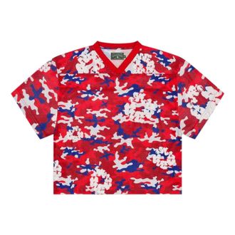 Denim Tears Camo Cotton Wreath Mesh Football Top Red SS25TKJ12312165