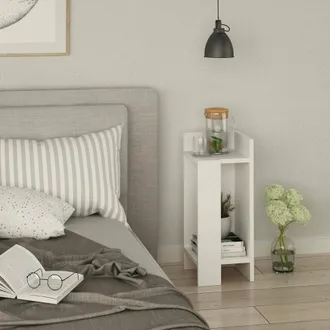 Dmora Comodino Germana, Com&ograve; Basso, Tavolino Da Notte, Mensola Da Letto, 25x27h60 Cm, Bianco - Dmora