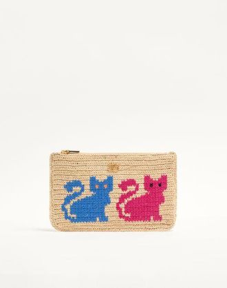 Valentino Garavani Pochette Raffiachat In Rafia Con Ricamo Donna NATURALE UNI