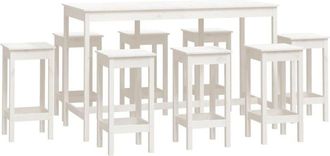 vidaXL 9 Piece Bar Set White Solid Wood Pine Vidaxl