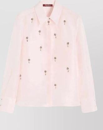 Max Mara shirt high collar cuffs jewel buttons