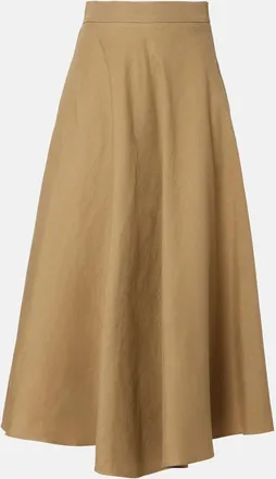 Max Mara Linen and silk twill midi skirt
