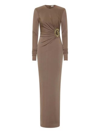 Rebecca Vallance Misha long-sleeve ring-detail maxi dress - Brown