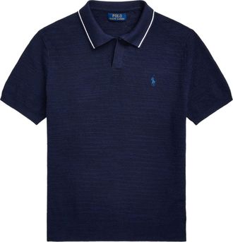 Polo Ralph Lauren Jonny logo-embroidered textured jumper - men - Linen/Flax/Nylon/Elastane/Cotton - S - Blue
