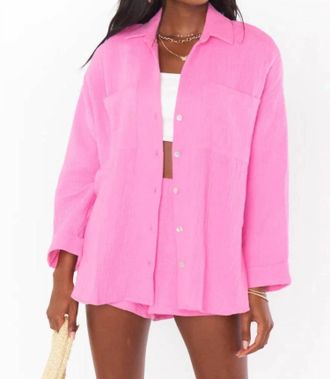 Show me your Mumu Weekday Button Up Shirt In Bubblegum Gauze