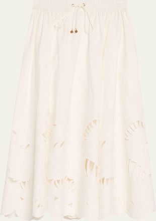 Zimmermann Mahon Embroidered Midi Skirt
