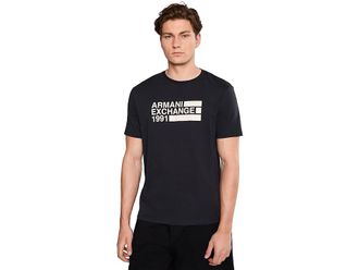 A|X Armani Exchange Short Sleeve Jersey Block T-Shirts Slim Mens T Shirt Deep Navy : 2XL, Cotton