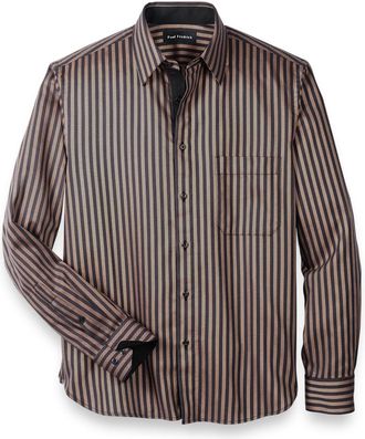 Paul Fredrick Cotton Stripe Point Collar Casual Shirt